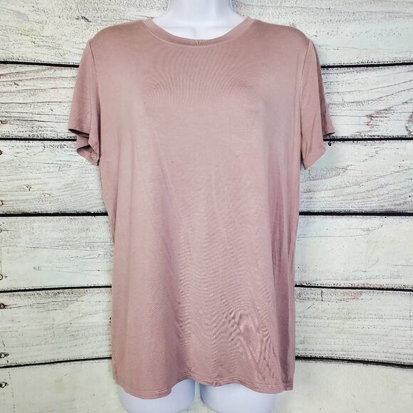 Maurices 24/7 M Rose Mauve Stretch Tee Solid Basic Soft Short Sleeve - Picture 1 of 7